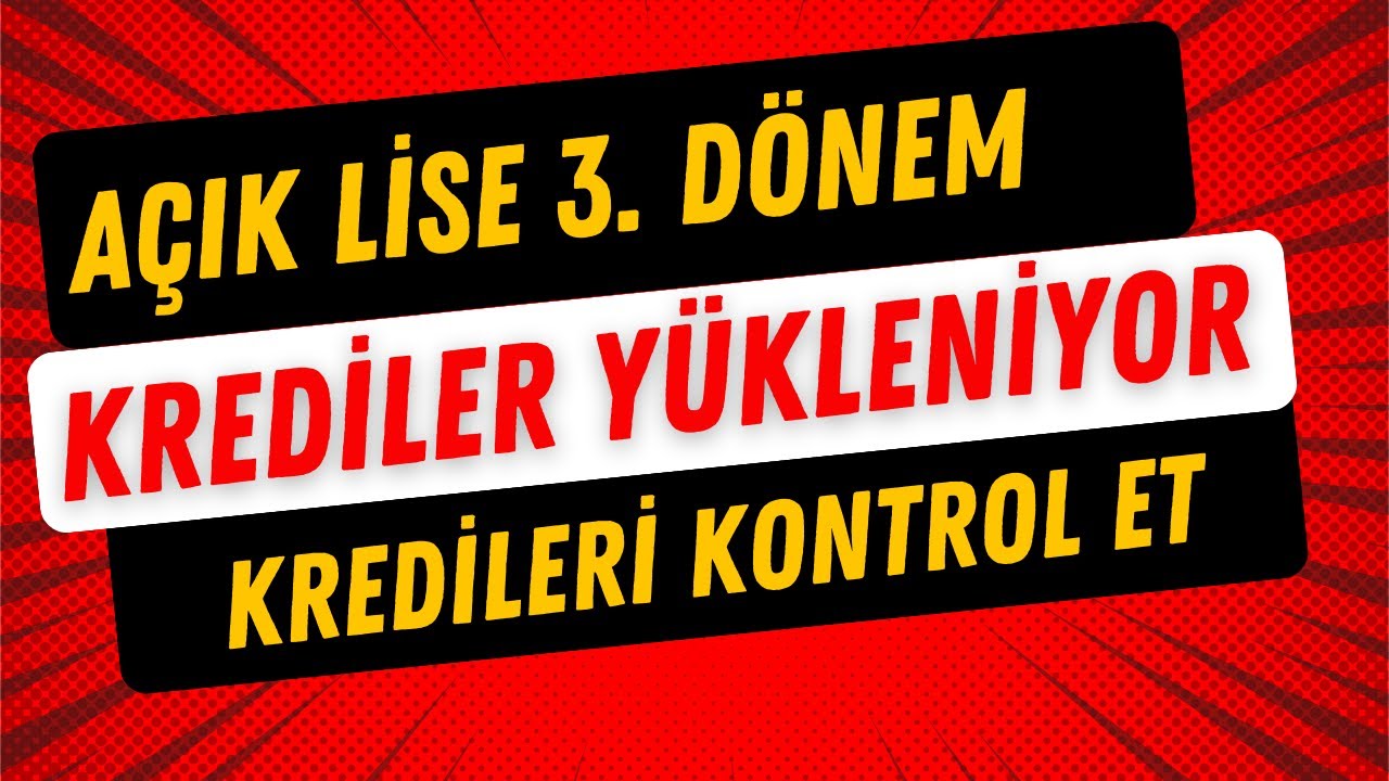 Açık Lise 3. Dönem Kredileri Yüklenmeye Başladı
